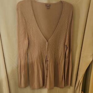 J. Jill Ribbed V-Neck Cardigan - Brown